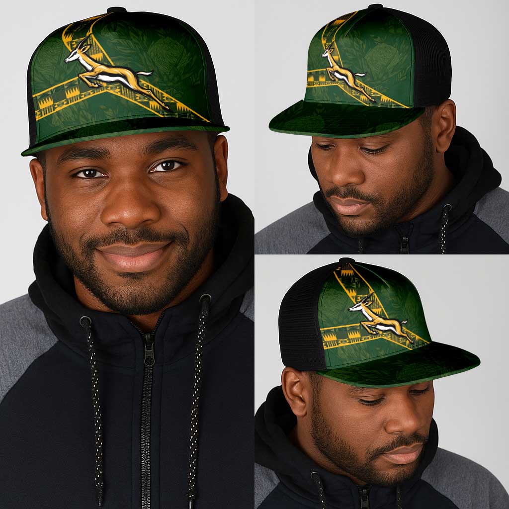 South Africa Rugby Mesh Trucker Cap Go Bokke With Protea Pattern