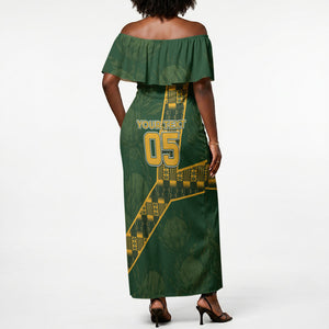 Custom Rugby South Africa Off Shoulder Maxi Dress Go Bokke With Protea Pattern