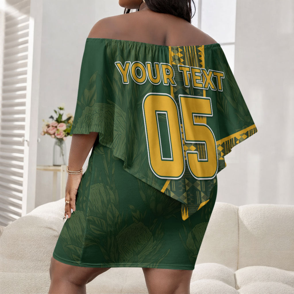 Custom Rugby South Africa Off Shoulder Short Dress Go Bokke With Protea Pattern