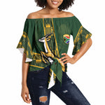 Custom Rugby South Africa Off Shoulder Wrap Waist Top Go Bokke With Protea Pattern