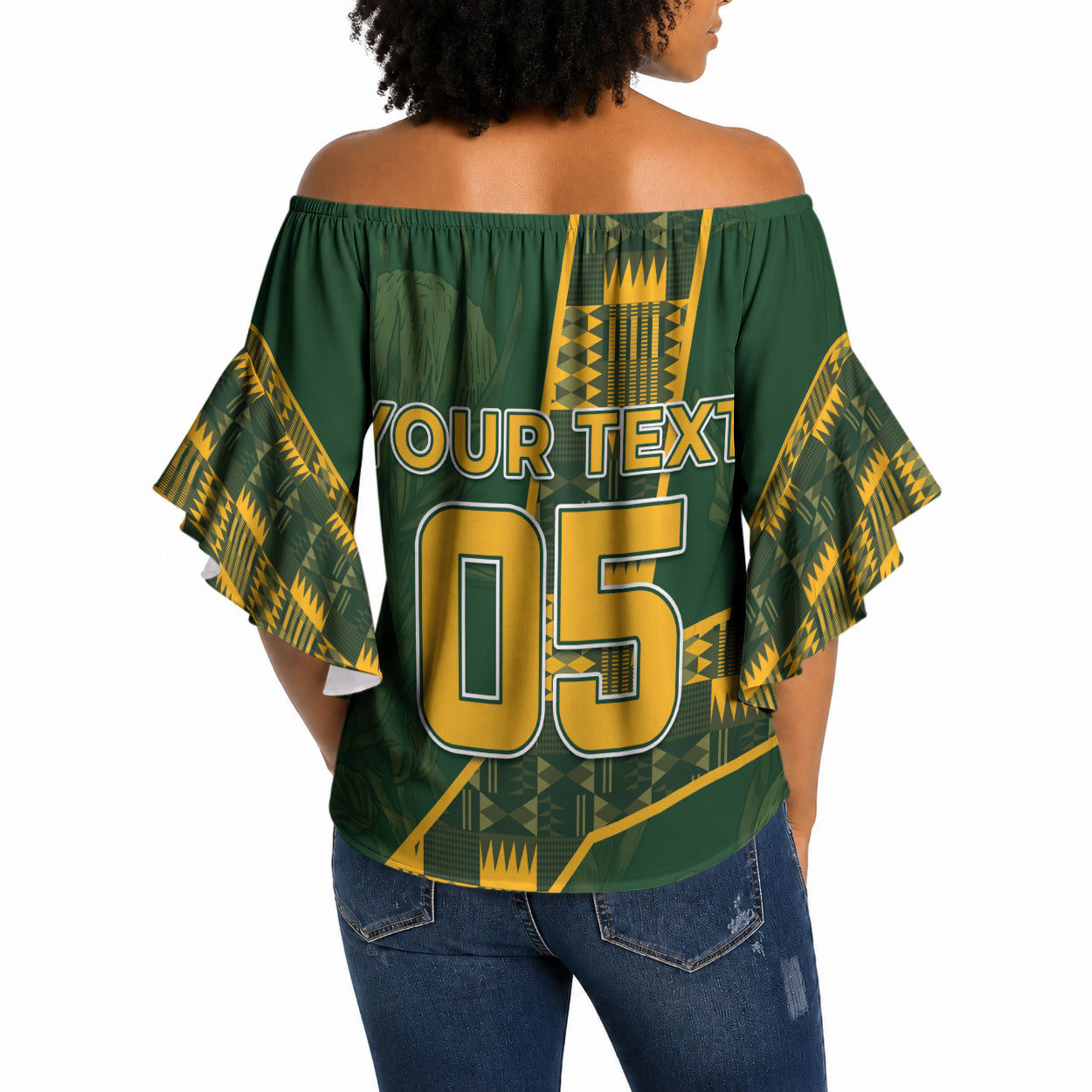 Custom Rugby South Africa Off Shoulder Wrap Waist Top Go Bokke With Protea Pattern