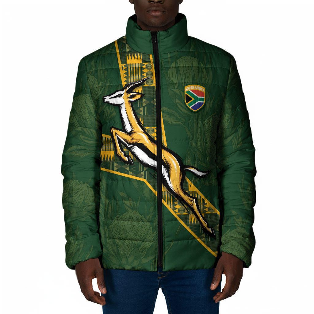 Custom Rugby South Africa Padded Jacket Go Bokke With Protea Pattern
