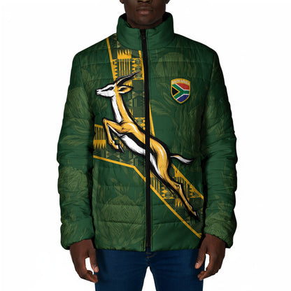 Custom Rugby South Africa Padded Jacket Go Bokke With Protea Pattern