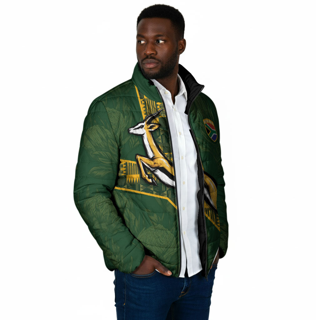 Custom Rugby South Africa Padded Jacket Go Bokke With Protea Pattern