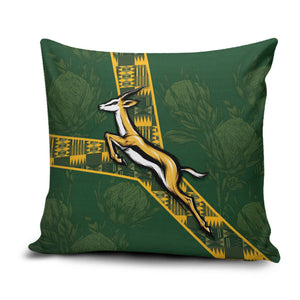 Rugby South Africa Pillow Cover Go Bokke With Protea Pattern