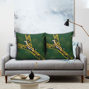 Rugby South Africa Pillow Cover Go Bokke With Protea Pattern