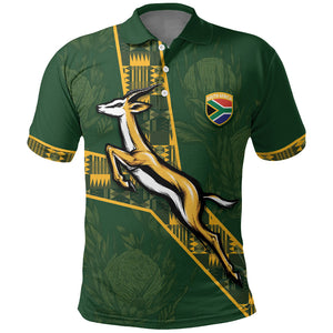 Custom Rugby South Africa Polo Shirt Go Bokke With Protea Pattern