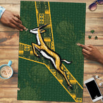Rugby South Africa Puzzle Go Bokke With Protea Pattern