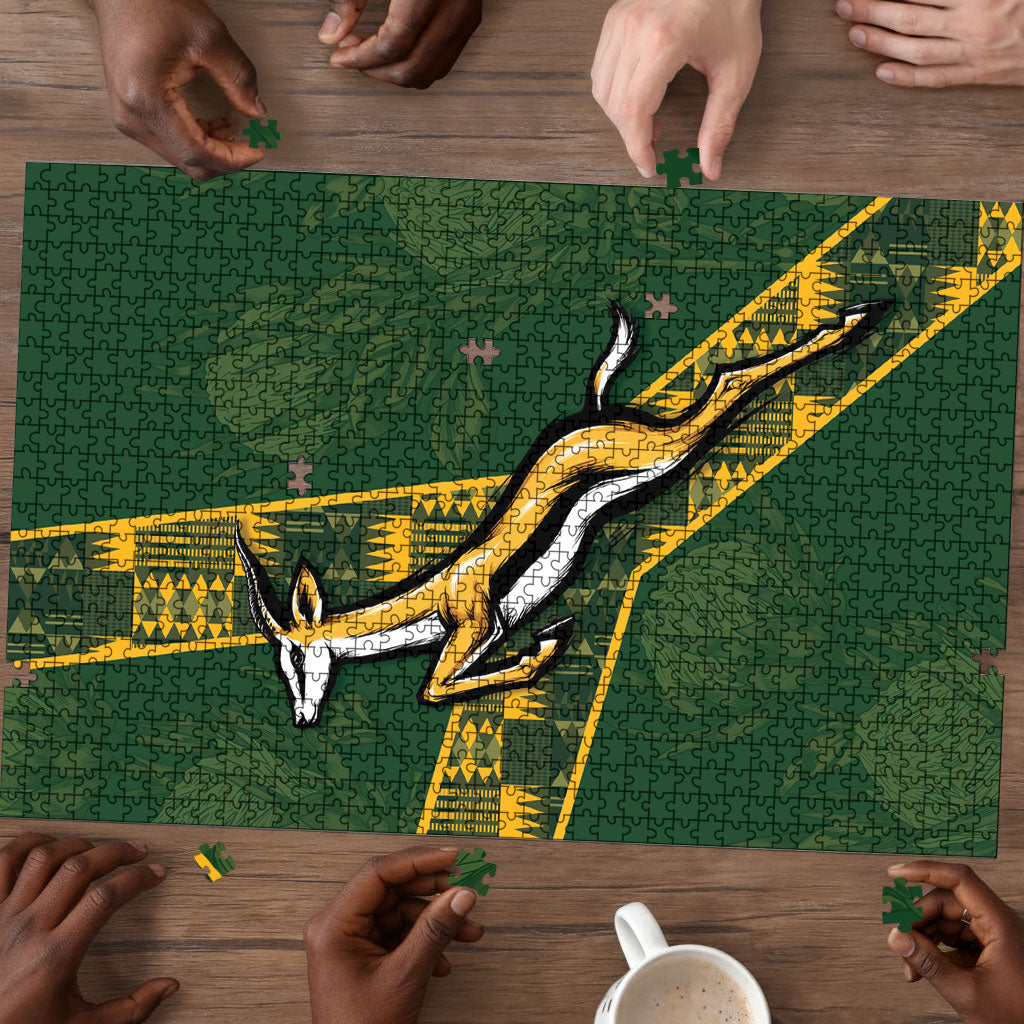 Rugby South Africa Puzzle Go Bokke With Protea Pattern
