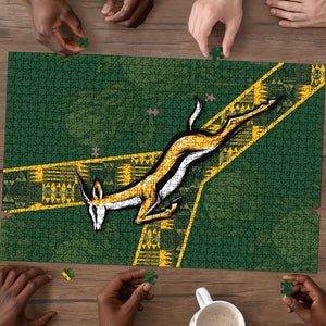 Rugby South Africa Puzzle Go Bokke With Protea Pattern