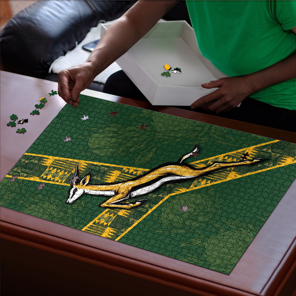 Rugby South Africa Puzzle Go Bokke With Protea Pattern