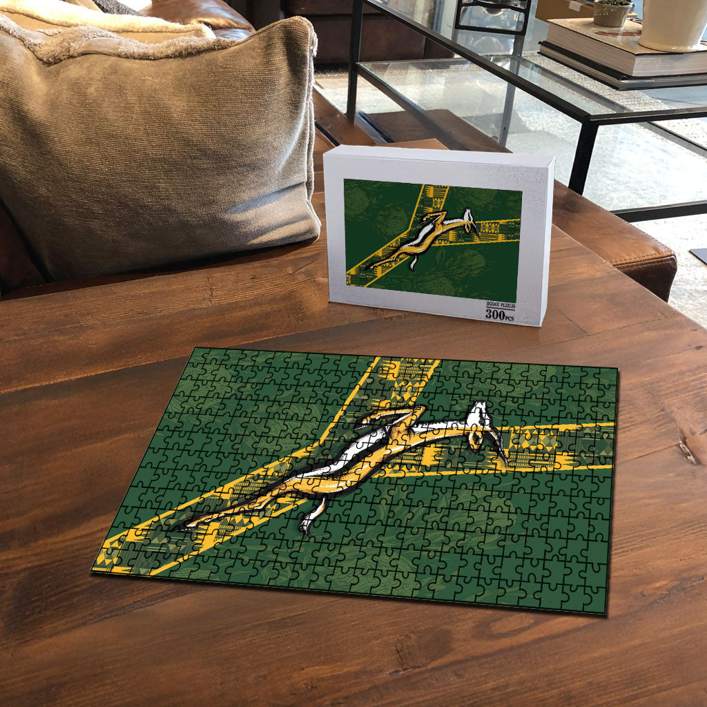 Rugby South Africa Puzzle Go Bokke With Protea Pattern