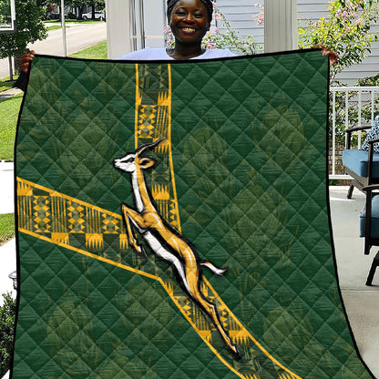 Rugby South Africa Quilt Go Bokke With Protea Pattern