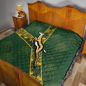 Rugby South Africa Quilt Go Bokke With Protea Pattern
