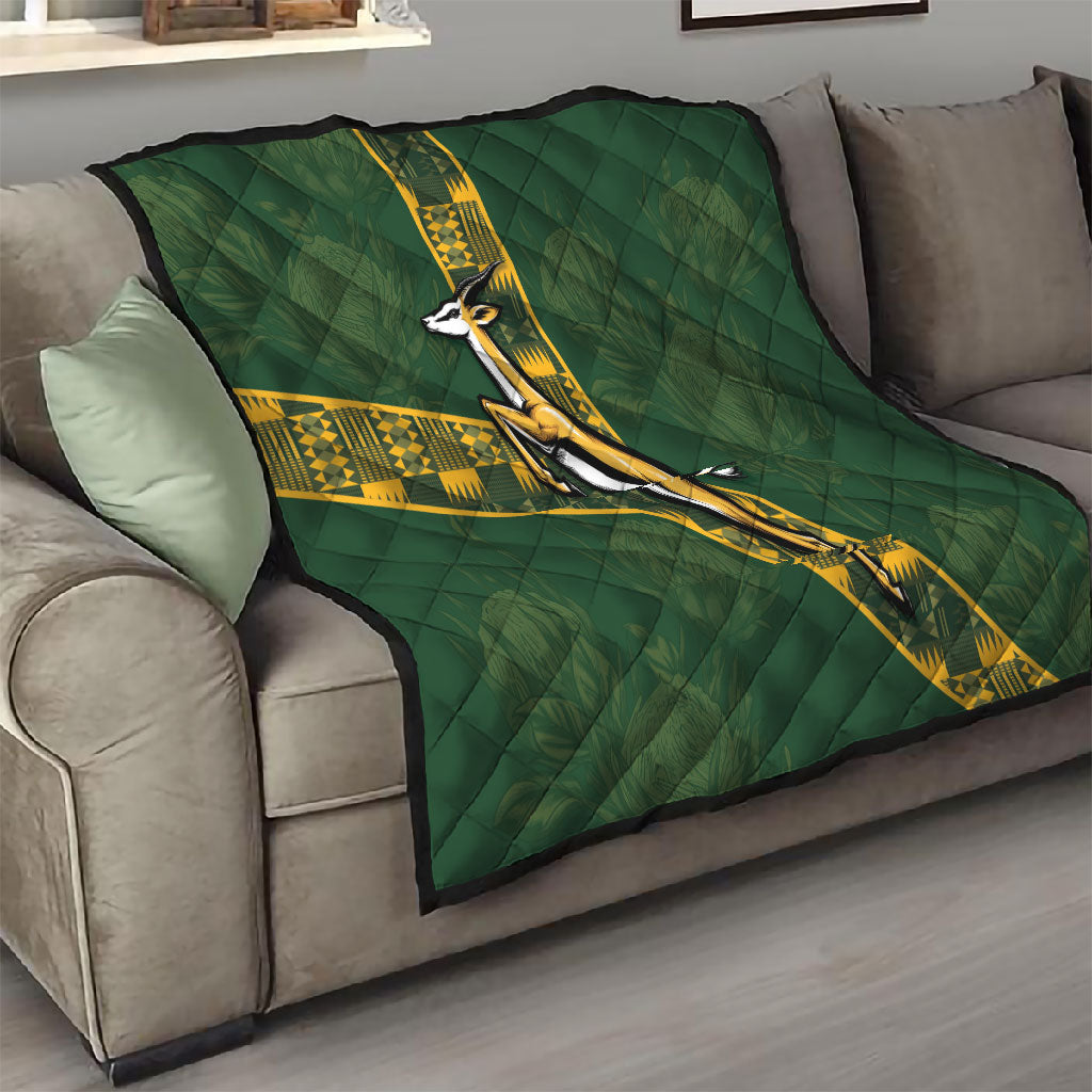 Rugby South Africa Quilt Go Bokke With Protea Pattern