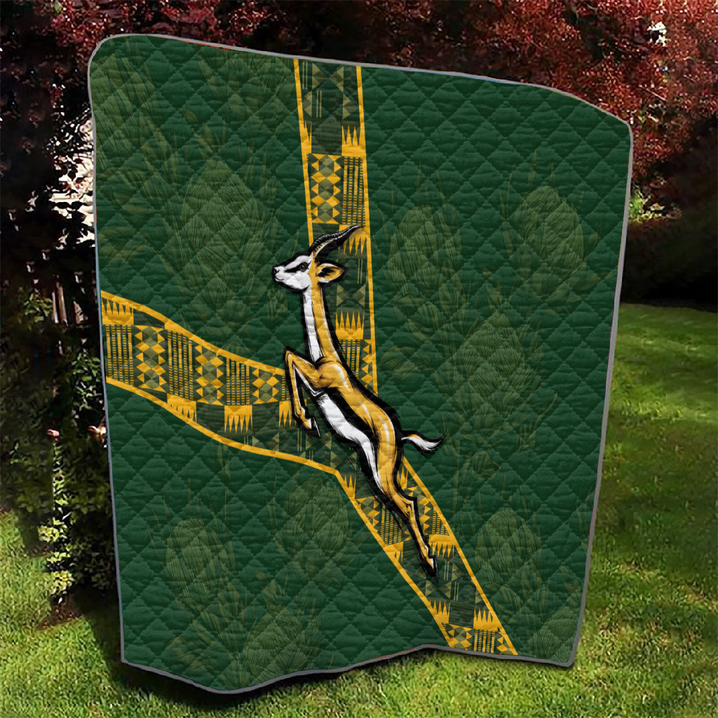 Rugby South Africa Quilt Go Bokke With Protea Pattern