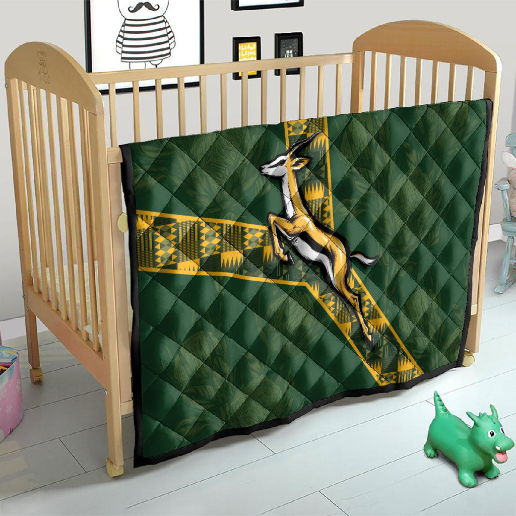Rugby South Africa Quilt Go Bokke With Protea Pattern