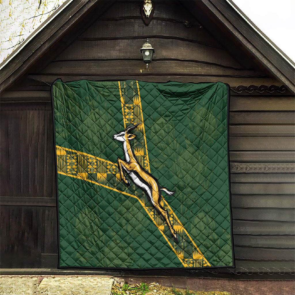 Rugby South Africa Quilt Go Bokke With Protea Pattern