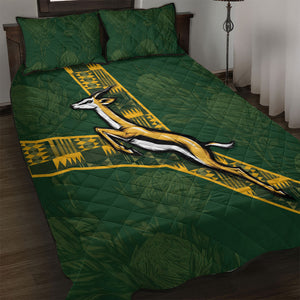 Rugby South Africa Quilt Bed Set Go Bokke With Protea Pattern