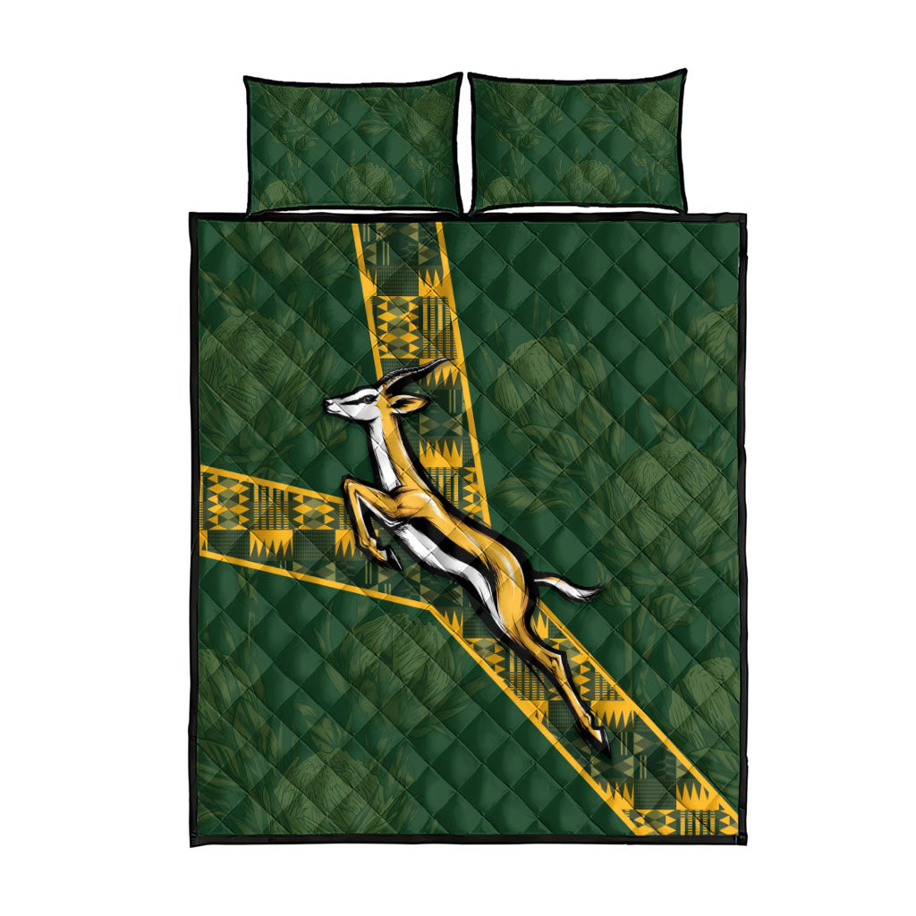 Rugby South Africa Quilt Bed Set Go Bokke With Protea Pattern