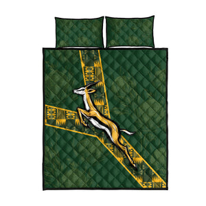 Rugby South Africa Quilt Bed Set Go Bokke With Protea Pattern