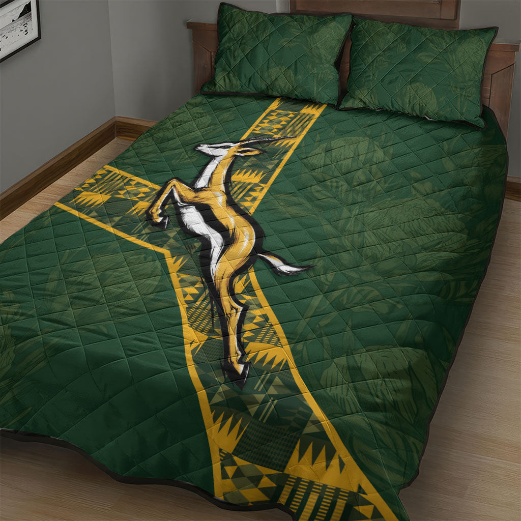Rugby South Africa Quilt Bed Set Go Bokke With Protea Pattern