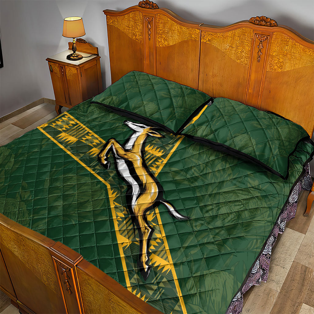 Rugby South Africa Quilt Bed Set Go Bokke With Protea Pattern