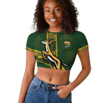 Custom Rugby South Africa Raglan Cropped T shirt Go Bokke With Protea Pattern