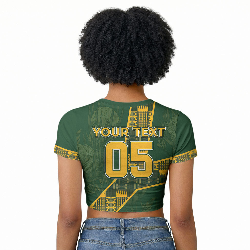 Custom Rugby South Africa Raglan Cropped T shirt Go Bokke With Protea Pattern