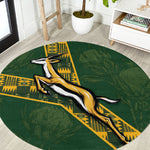 Rugby South Africa Round Carpet Go Bokke With Protea Pattern
