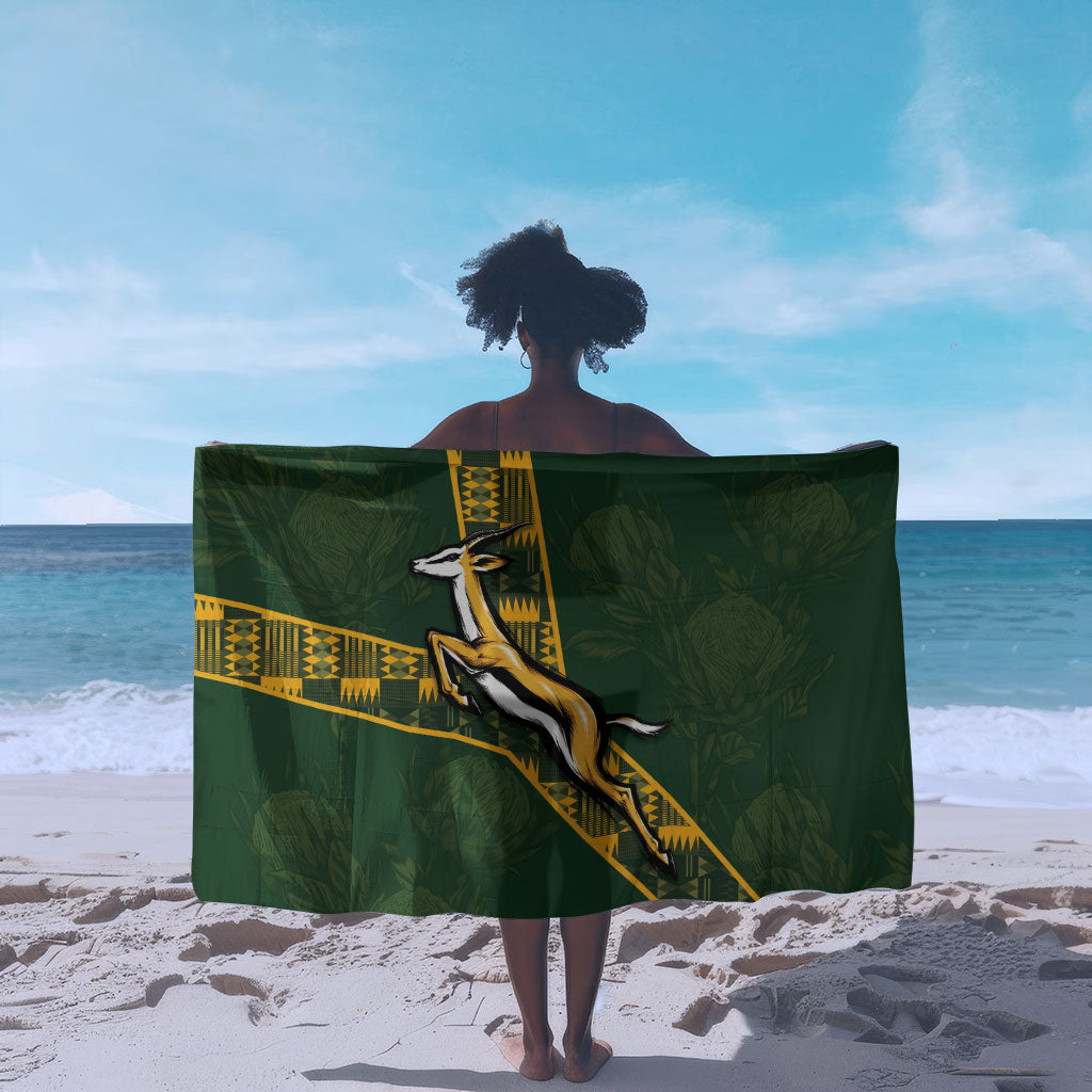 Rugby South Africa Sarong Go Bokke With Protea Pattern