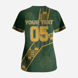 Custom Rugby South Africa Scrub Top Go Bokke With Protea Pattern