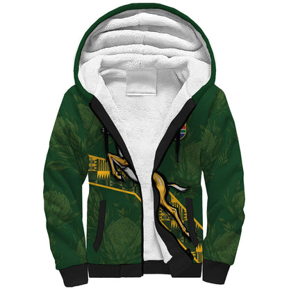 Custom Rugby South Africa Sherpa Hoodie Go Bokke With Protea Pattern