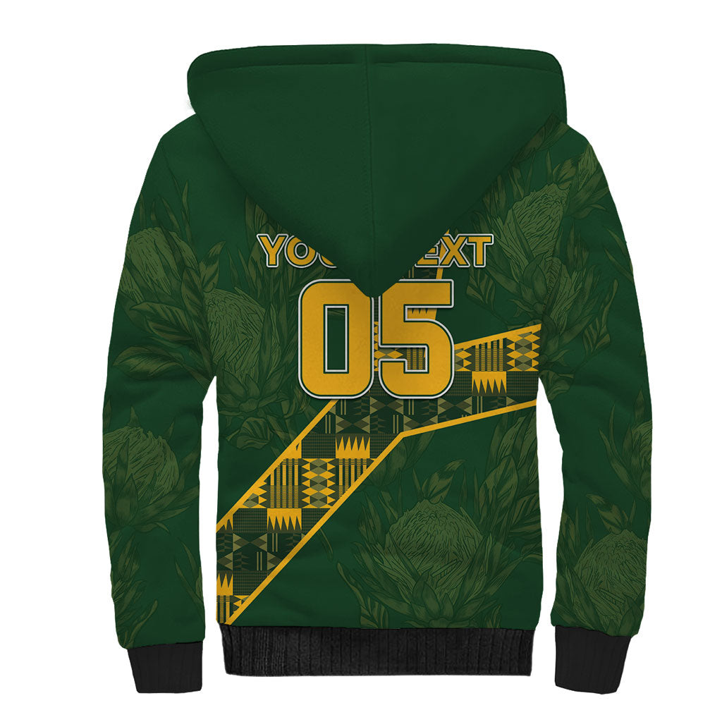 Custom Rugby South Africa Sherpa Hoodie Go Bokke With Protea Pattern