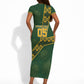 Custom Rugby South Africa Short Sleeve Bodycon Dress Go Bokke With Protea Pattern