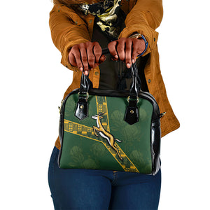 Rugby South Africa Shoulder Handbag Go Bokke With Protea Pattern