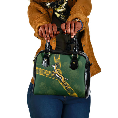 Rugby South Africa Shoulder Handbag Go Bokke With Protea Pattern