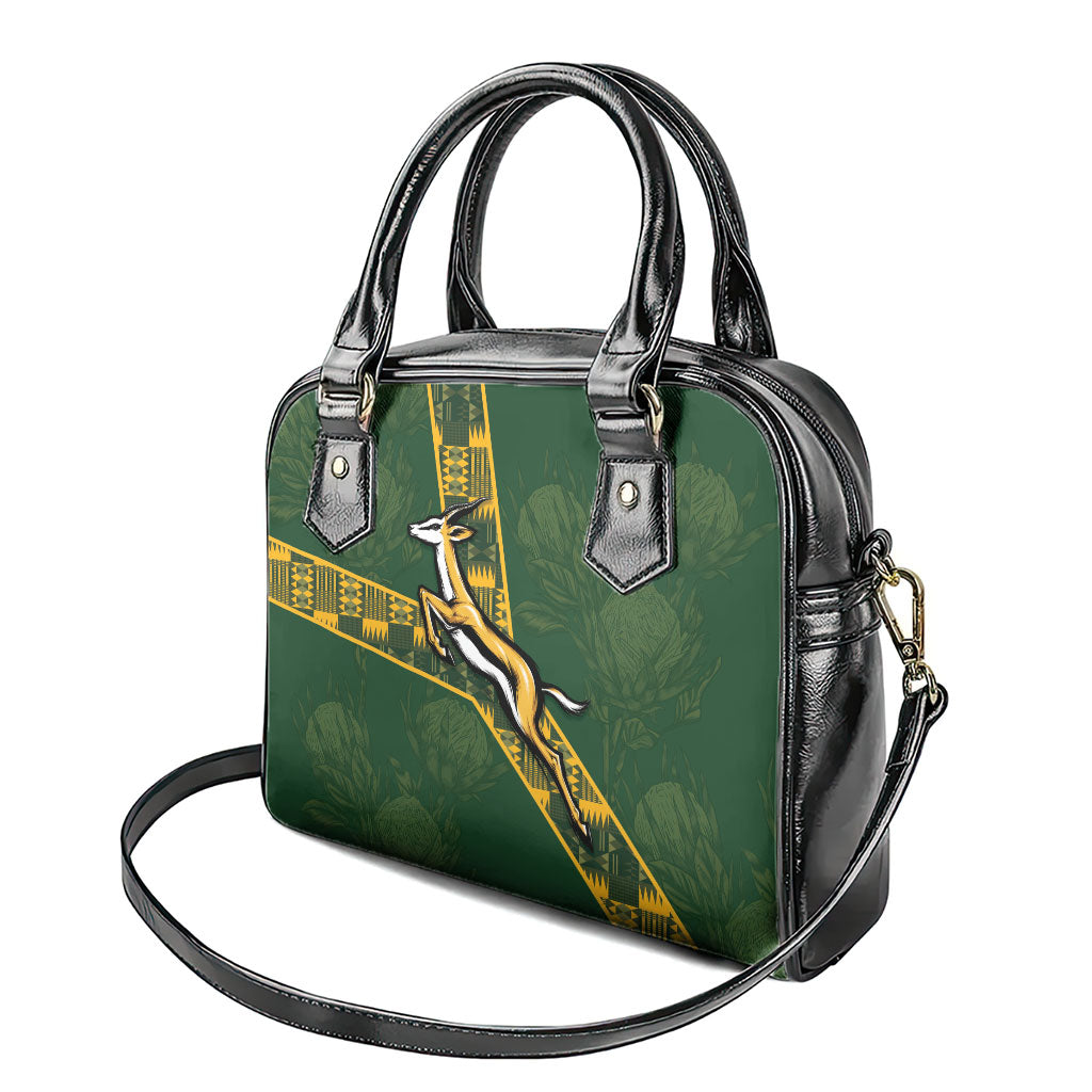 Rugby South Africa Shoulder Handbag Go Bokke With Protea Pattern