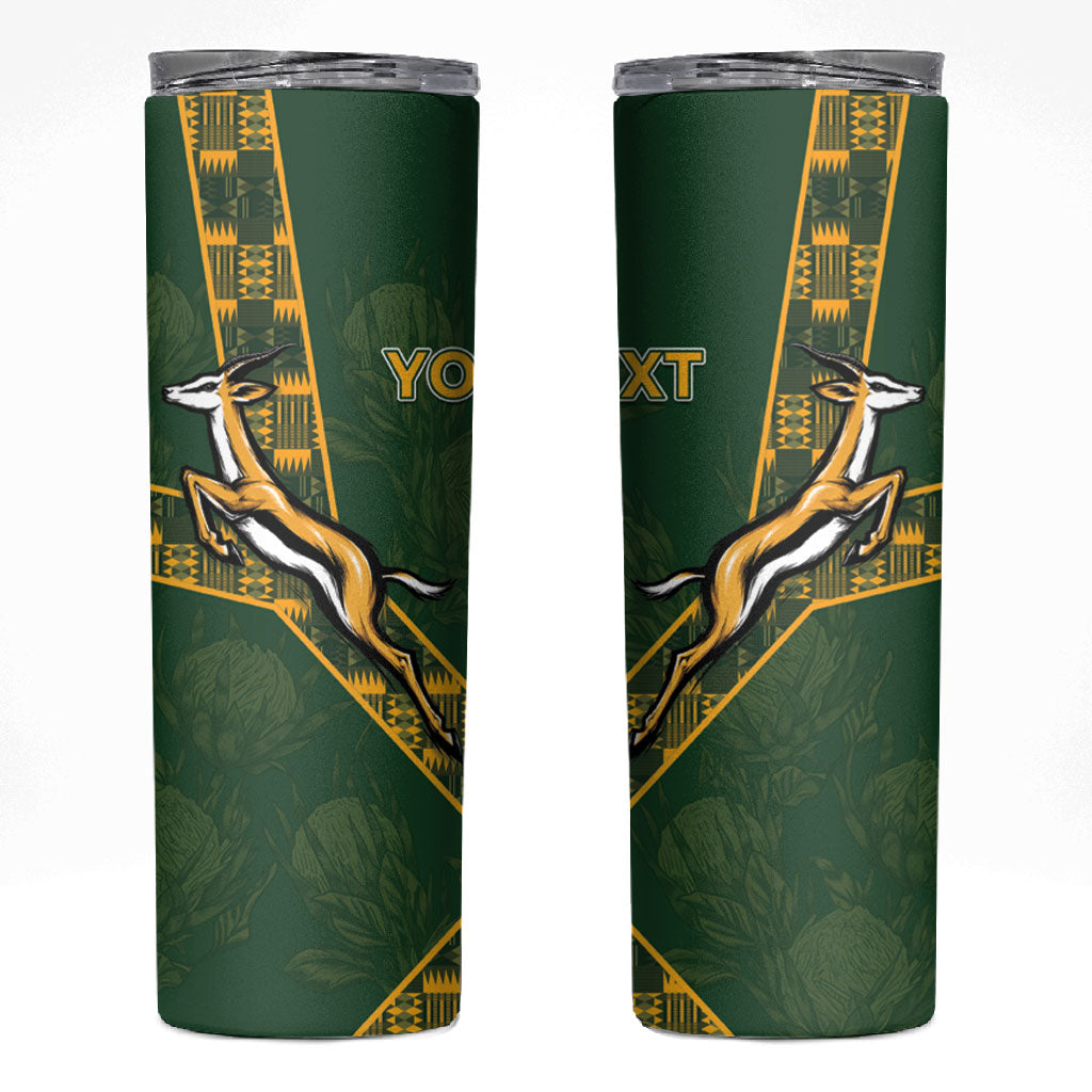 Custom Rugby South Africa Skinny Tumbler Go Bokke With Protea Pattern