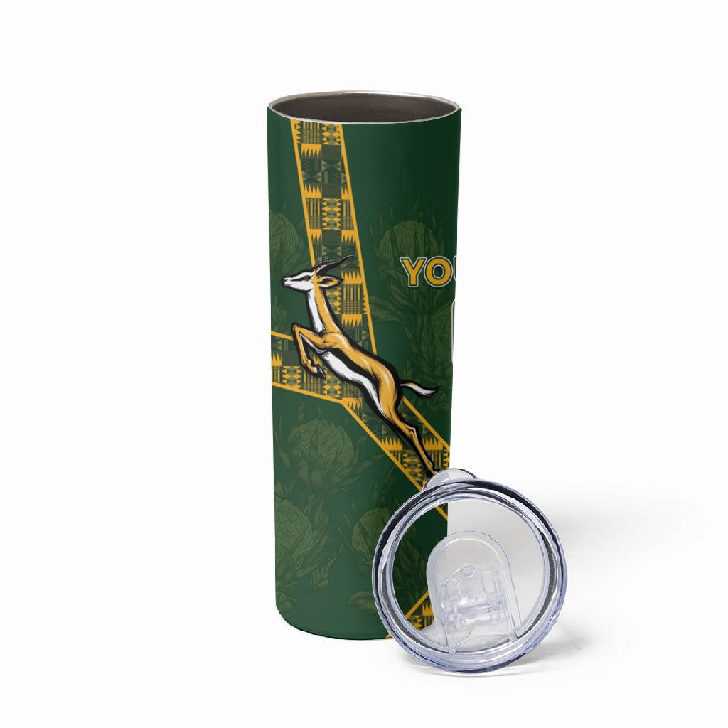 Custom Rugby South Africa Skinny Tumbler Go Bokke With Protea Pattern