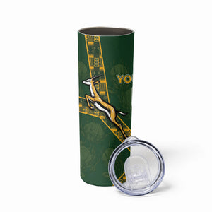 Custom Rugby South Africa Skinny Tumbler Go Bokke With Protea Pattern