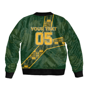 Custom Rugby South Africa Sleeve Zip Bomber Jacket Go Bokke With Protea Pattern