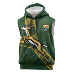 Custom Rugby South Africa Sleeveless Hoodie Go Bokke With Protea Pattern