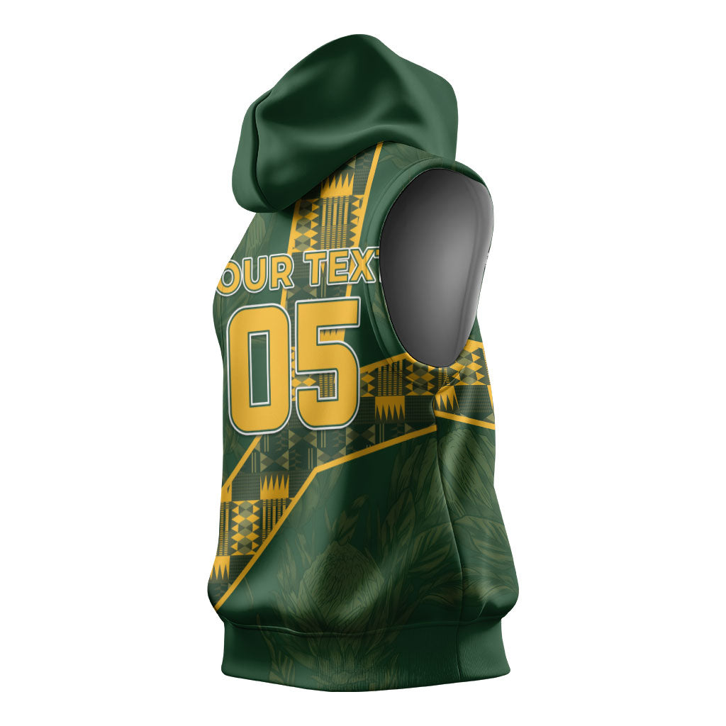 Custom Rugby South Africa Sleeveless Hoodie Go Bokke With Protea Pattern