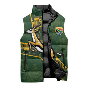 Custom Rugby South Africa Sleeveless Puffer Jacket Go Bokke With Protea Pattern