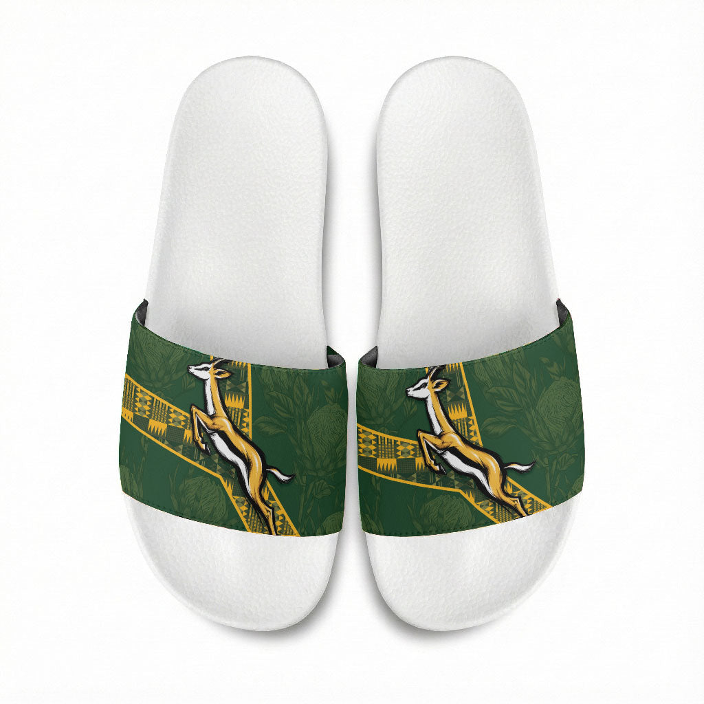 Rugby South Africa Slide Sandals Go Bokke With Protea Pattern
