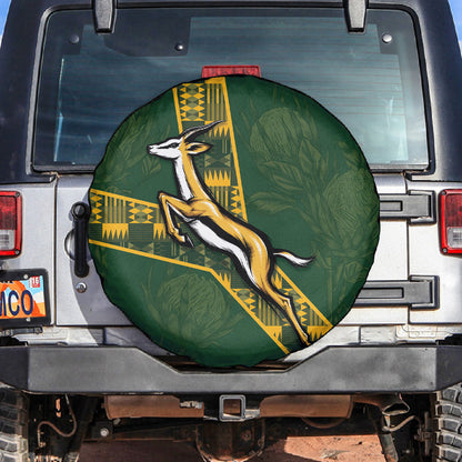 Rugby South Africa Spare Tire Cover Go Bokke With Protea Pattern