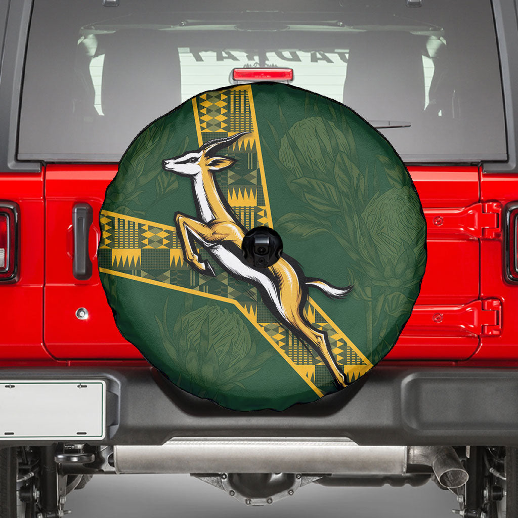 Rugby South Africa Spare Tire Cover Go Bokke With Protea Pattern