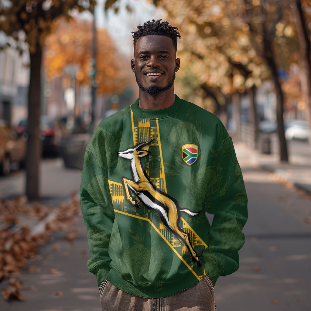 Custom Rugby South Africa Sweatshirt Go Bokke With Protea Pattern