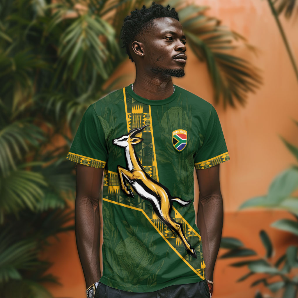 Custom Rugby South Africa T shirt Go Bokke With Protea Pattern